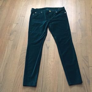 7FAM NWT Dark Green Velveteen Skinny Pants